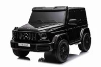 Dětské elektrické autíčko Mercedes-Benz G63 AMG 4x4² dvoumístné 12V, černé, MP3 přehrávač se vstupem USB/AUX, pohon 4x4, baterie 12V14Ah, odpružená kola EVA, koženková sedadla, dálkové ovládání, licencované