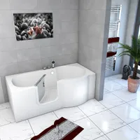 Seniorenwanne mit Tür S12-EH-L Badewanne 170x85cm