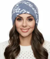MARHATTER Damen Mütze mit Pompon Strickmütze Wintermütze Damenmütze Bommelmütze (Jeansblau)