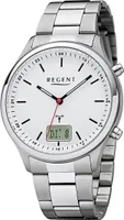 Regent Metall Herren Uhr FR-279 Analog-Digital Armbanduhr silber Funkuhr D2URBA448