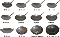 Wok Pfanne Ø 30 - 75 cm runder Boden China Gastronomie Gasherd Kohlenstoffstahl