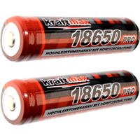 2x Kraftmax 18650 Pro Akku mit PCB Schutzschaltung - speziell für LED Taschenlampen ( 3,7V / 9,62 Wh )