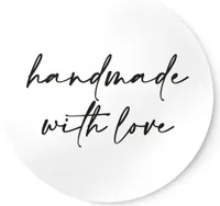 Aufkleber Handmade with love Weiß | ⌀ 4cm Etiketten | für Selbstgemachtes DIYs