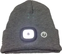 LED Mütze-Kappe, Beleuchtung Scheinwerfer-Mütze, Unisex-Winterwärmer-Strickkappe -grau