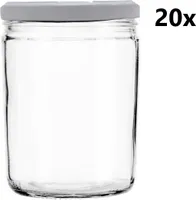 Einmachglas 440 ml LUNCH klar/transparent 20 Stück INKLUSIVE WEISSEN DECKELn, Anzahl der Teile in der Packung: 20
