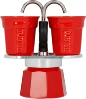 Bialetti Espressokocher Set Mini Express rot + 2 Espressobecher