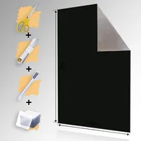 Fenster Verdunklung | 2m x 1,45m Verdunklungsstoff | Hitzeschutz oder Kälteschutz | Verdunklungsfolie | Rollo ohne Bohren | mit 24 Nano Pads | Lichtundurchlässig | Thermobeschichtung (Schwarz)