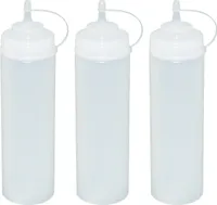 3 Stück transparente Quetschflaschen 0,76 Liter Dosierflasche Spenderflasche Dressingflasche