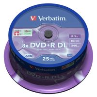 Verbatim DVD+R Double Layer 8x Matt Silver 25pk Spindle, Spindel