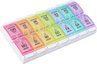 WELLGRO Tablettenbox für 7 Tage - Pillendose je 2 Fächer pro Tag - Klappdeckel mit Druckverschluss - Pillenbox Kunststoff BPA-frei - Farbe wählbar