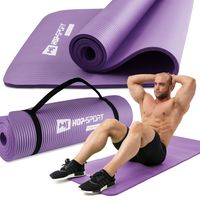 Hop-Sport Gymnastikmatte 1cm  - rutschfeste Yogamatte für Fitness Pilates & Gymnastik mit Tragegurt - Maße 180cm Länge 61cm Breite - lila