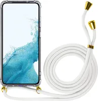 Řetízek na mobilní telefon pro Samsung Galaxy A53 5G Case k zavěšení kolem ochranného krytu šňůry krytu mobilního telefonu, náhrdelník bílo-zlatý