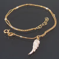 Fußkette Fuß Kette 925 Silber Gold Zirkonia 24-27cm Flügel 22820G-27