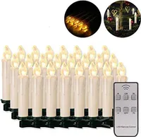 20x LED Weihnachtsbaumkerzen kabellos weiß Fernbedienung Flackern Dimmbar Christbaumkerzen Weihnachtskerzen