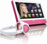 Lenco Portabler DVD-Player 9 Zoll TDV-901, Tablet-Funktion, Touch-Screen, WiFi, USB, SD, 12 Volt Kfz Adapter, Farbe: Pink