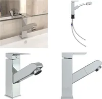 vidaXL Waschbeckenarmatur Herausziehbare Brause Verchromt 157x172 mm - Waschtischbatterie - Waschtischbatterien - Wasserhahn - Wasserhähne