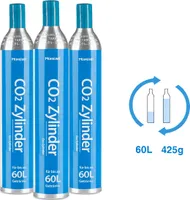 Homewit 3 x CO2-Zylinder,  Kohlensäure Zylinder Kohlendioxid Zylinder 425g Kohlensäure für ca. 60 L Wasser, Neu & Erstbefüllt in Deutschland geeignet für SodaStream(z.B. SodaStream Crystal, Easy, Power & Cool) Wassersprudler usw.