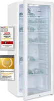 Exquisit Glastürkühlschrank GKS240-GT-160C weiss | Nutzinhalt: 237 L | Türschloss | 6 Gitterablagen | Umluftventilator | Standgerät