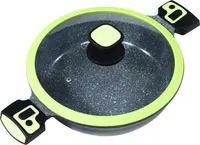 Ø28cm Servierpfanne ca. 7.5cm hoch KING® Click-Grip Aluguss mit Keramikbeschichtung Innen: FUSION TI / abnehmbare Griffe / Farbe: Grün