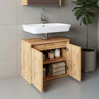 Roomart Badezimmer Unterschrank HBT:55x65x35 cm - Weiß - Eiche - Weiß-Eiche - Anthrazit Eiche