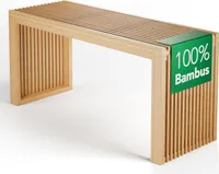 NewHabitat Sitzbank aus Bambus – Hochwertige Garderobenbank Holz (90x43x33 cm)