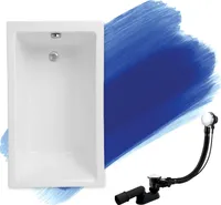 BADLAND Badewanne Rechteck Capri 100x70 mit Ablaufgarnitur und Füßen GRATIS ohne Verkleidung