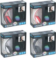 Grundig Kopfhörer mit Disco Licht und Bluetooth | kabellos | FM Radio Funktion | Freisprechfunktion, Farbe:Weiß/Rot