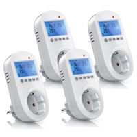BEARWARE 4x Steckdosen Thermostat für Heiz & Klimageräte Individuell programmierbar / LCD-Display
