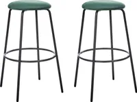 BELIANI Barhocker Grün Samt und Metall ohne Lehne mit Fußstützen Retro Design Sitzmöbel Wohnzommer Küche Bar Wohnküche Ausstattung