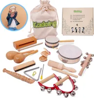 Kadoing® 18-teiliges Musikinstrumente Set aus Holz - Lernspielzeuge - Musikspielzeuge - Holzspielzeug - Musik für Kinder - Spielzeug Geschenk