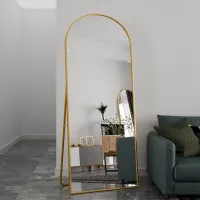 CDGlobal Bogen Ganzkörperspiegel, 180X80cm Groß Bodenspiegel in voller Länge, Gewölbter Standspiegel, der Wand montiert Spiegel im Schlafzimmer,Ankleidezimmer, (Gold)