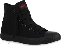 Mytrendshoe Herren Sneakers High Top Schnürer Kult Sportschuhe Freizeit Schuhe 72105, Farbe: Schwarz Schwarz, Größe: 36