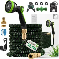 Fepro® Flexibler Gartenschlauch mit 10 Funktion 22,5m Premium, Wasserschlauch flexibel mit 3-Fach Latexkern inkl. Vollmessing Adapter für 1/2' 3/4' Zoll, Tasche, 2-Wege Ventil und Wandhalterung
