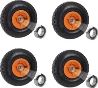 4x Sackkarrenrad Luftrad 260x85 mm 3.00-4 60 mm Nabenlänge Bollerwagenrad Ersatzrad Nabenversatz orange