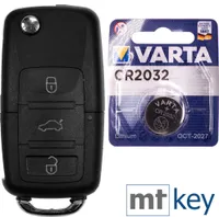 Autoschlüssel Funk Fernbedienung Austausch Gehäuse mit 3 Tasten + HAA / HU66 Rohling + Batterie kompatibel mit VW Seat Skoda