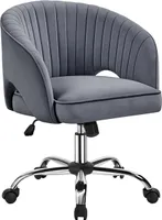 Yaheetech Bürostuhl mit Samtbezug, Ergonomischer Schreibtischstuhl mit Armlehnen, Drehstuhl mit Rollen, Polsterstuhl Höhenverstellbar, Bürosessel mit Schaukelfunktion drehbar Dunkelgrau