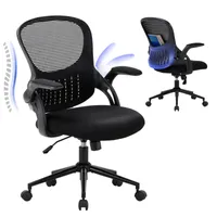 COLAMY Bürostuhl – Ergonomischer Schreibtischstuhl mit klappbaren Armlehnen, Lendenwirbelstütze, höhenverstellbar und drehbar, schwarz