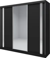 BEAUTYSOFA Schwebetürenschrank GAJA 240cm - modernes 3-türig Schrank mit Spiegel (Schwarz)
