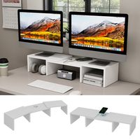 Vicco Monitorständer Halva Weiß 82 x 16 cm mit QI-Ladestation und USB