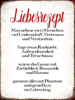 vianmo Holzschild 40x30 cm Liebesrezept Retro