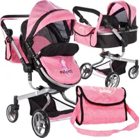 Kočárek pro panenky MalPlay Little Princess | skládací kočárek pro panenky | hračky pro panenky do cca 55 cm | od 3 let | růžový s motivem princezen