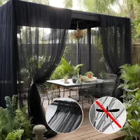 160x305cm Outdoor-Vorhang,Taschenstange Moskitonetz,Fliegengitter Vorhang,Terrassennetz,DIY-Größe,Veranda,Garten,Wohnzimmer,verstellbar,Schwarz