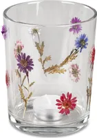 Dekoratives Windlicht  Teelichthalter 12cm  mit Trockenblumen