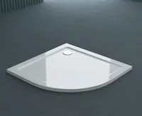 doporro Duschtasse Duschwanne 90x90x4cm flach aus Acryl in Weiß Viertelkreis DIN-Anschlüsse für bodenebene Montage geeignet Faro3