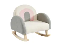 Schaukelsessel Kindersessel - Bouclé-Stoff - Cremefarben, Grau & Rosa - ESLIDA