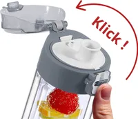 drink4chill Teeflasche to go mit Sieb / Thermosflasche / Trinkflasche Glas 400ml, doppelwandiges Glas, anthrazit