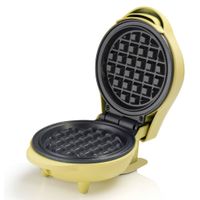 Bestron Mini-Waffeleisen für klassische Waffeln, kleiner Waffelmaker mit Antihaftbeschichtung, für Kindergeburtstage, Familienfeiern, Ostern oder Weihnachten, Retro Design, 550 Watt, Farbe: Gelb