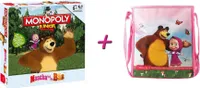 Monopoly Junior Masha und der Bär Brettspiel + Schultertasche Tasche
