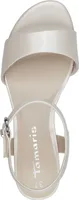 Tamaris Damen Sandalette Sandale Metallic Lack Blockabsatz 1-28249-42, Größe:39 EU, Farbe:Beige