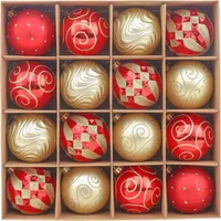 Valery Madelyn Kunststoff Christbaumkugeln 16 Stücke 8CM Rot Gold Weihnachtskugeln